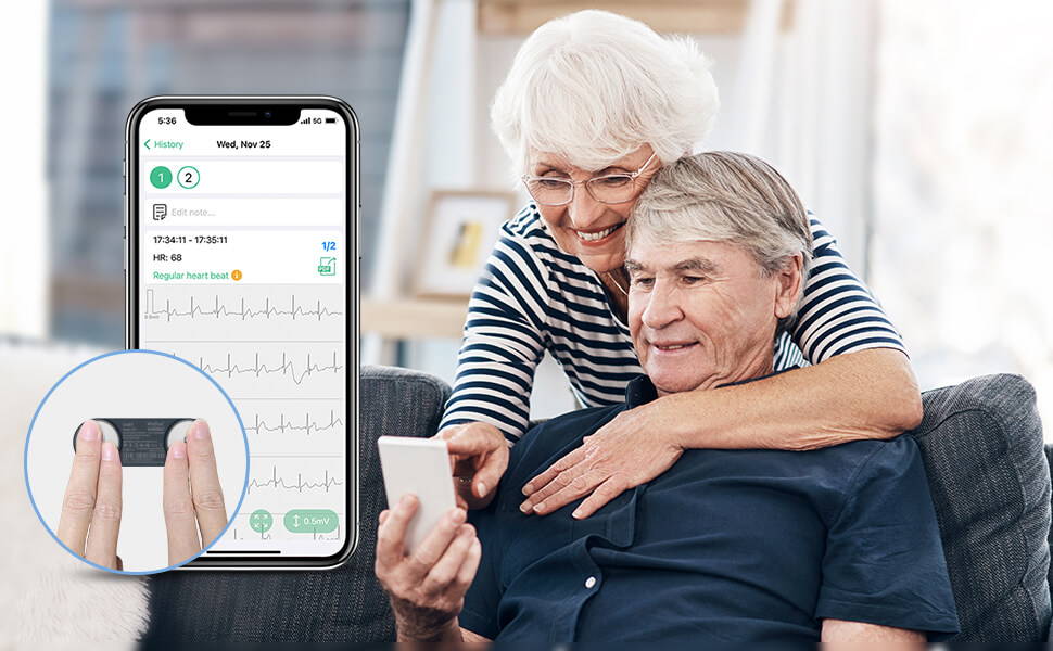 Wellue DuoEK ECG Monitor. Wearable EKG Monitor w/ Free APP PC Software